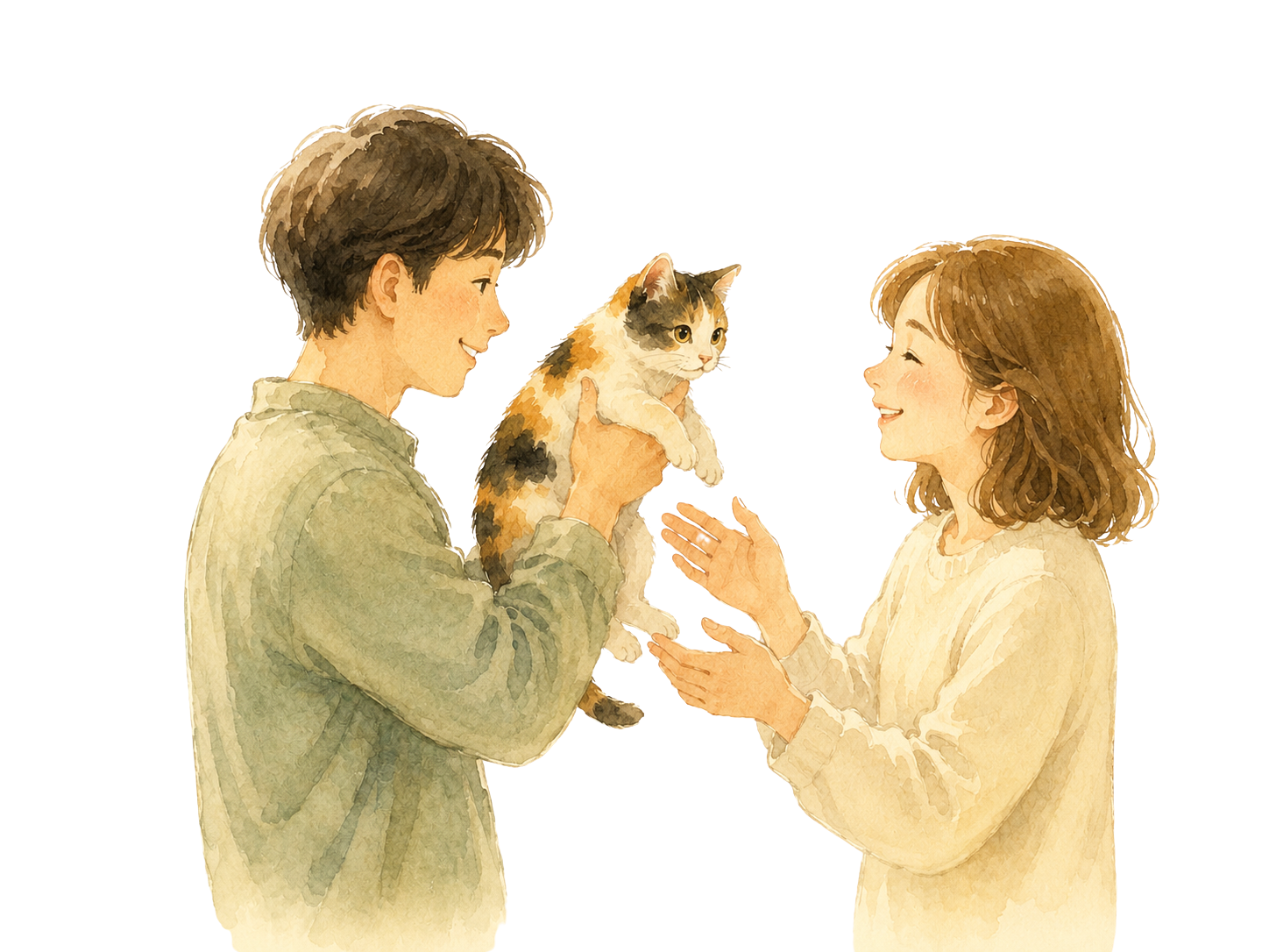 保護猫活動を応援する三毛猫のイラスト