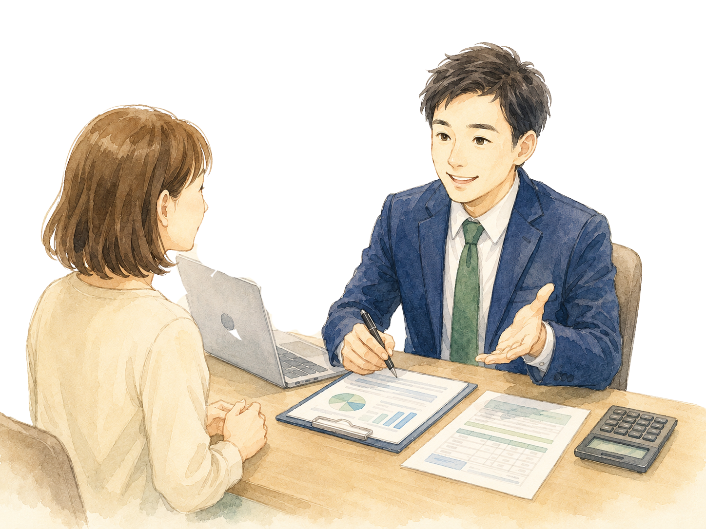 給与計算や相談支援を表すイラスト