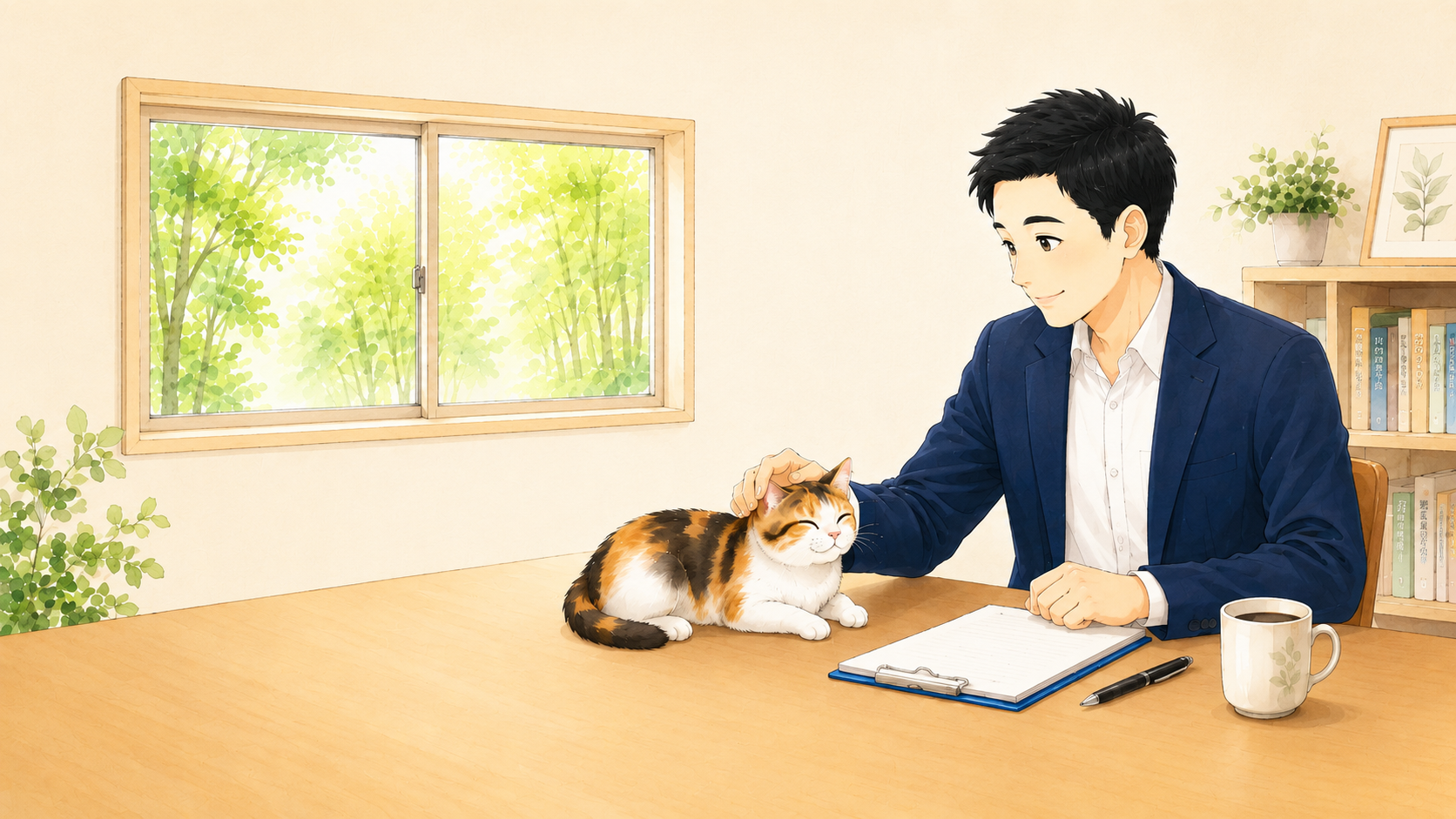 社会保険労務士に相談している様子